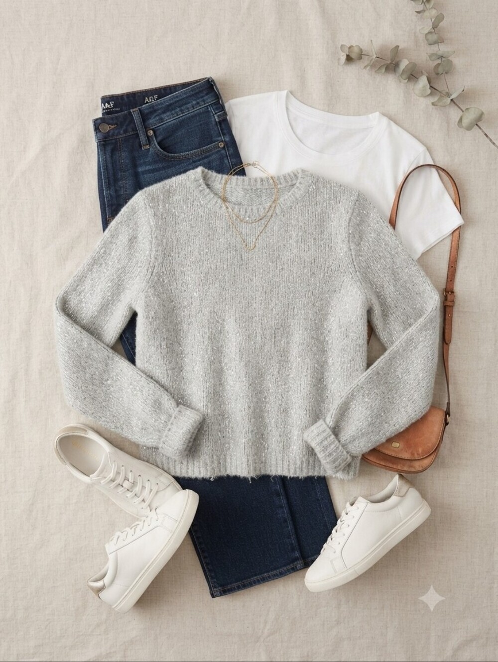 Abercrombie & Fitch Gray Silver Long Sleeve Knit Crewneck Sweater